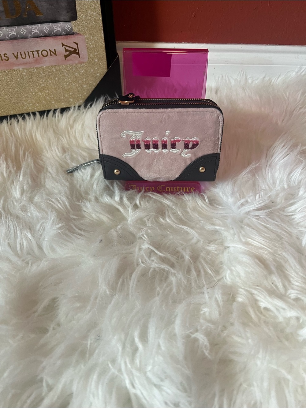 Juicy Couture Black Compact Double-Zip Wallet with Gold Hardware
